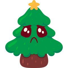 Christmas Tree Sad Face Cartoon