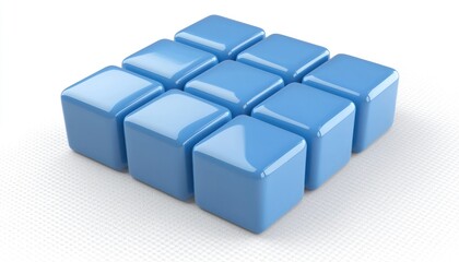 Obraz premium 3D blue modular block icon created from polymer, representing modern structure.