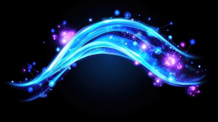 Fototapeta premium Abstract Blue Wave Particle Technology Background