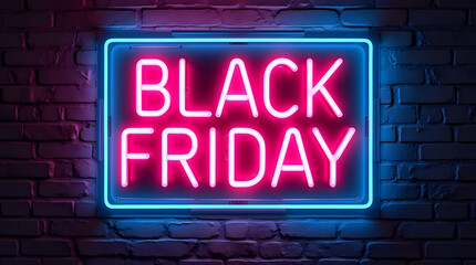 Obraz premium Black Friday neon sign on black background
