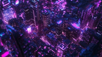 Fototapeta premium Aerial view of Tokyo at night Skyscrapers and city lights Hyper-realistic photography 