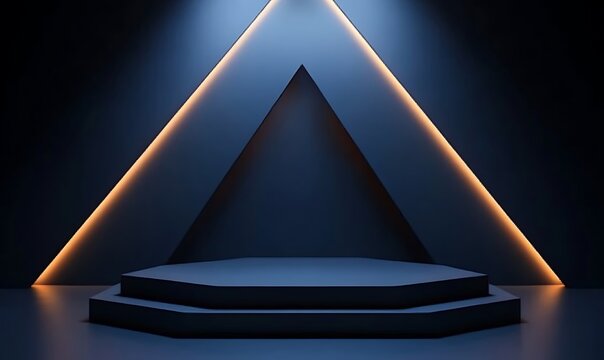 Cylinder podium with orange neon light background Vector illustration, Generative Ai