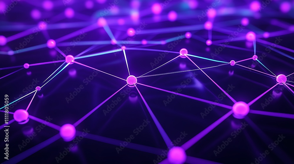 Aufkleber abstract background with colorful nodes and connecting lines in purple and blue tones for technology