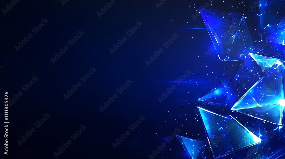 Poster abstract blue background with shimmering glass shards creating a dynamic visual effect for creative 