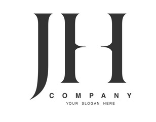 JH logo design. Initial letter j and h serif font style. Creative classic company name typography. Trendy logotype or identity.