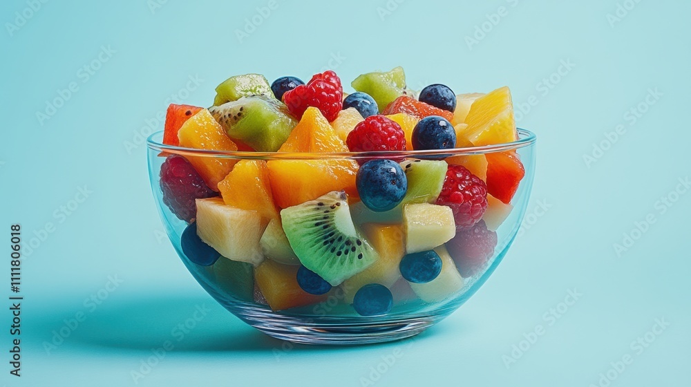Aufkleber vibrant fruit medley in a clear bowl showcasing an array of colors and textures, emphasizing freshne