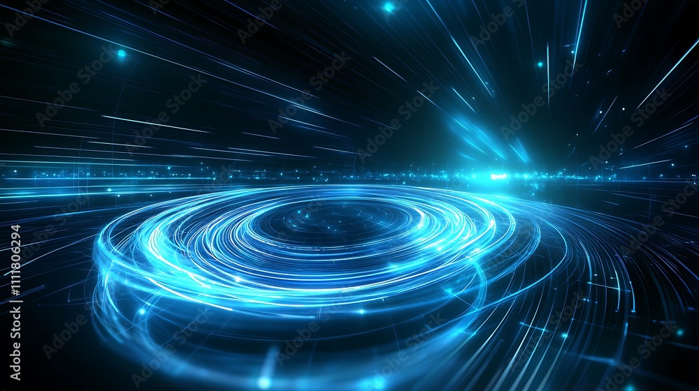 Aufkleber abstract blue light swirl background with dynamic motion and energy flow in a futuristic environment