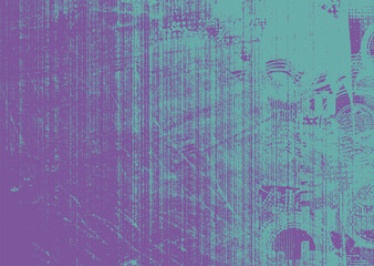 Background with glitch distorted grunge textures . grunge background texture with halftone dots, glitched shapes, textures and lines .Screen print vector background with grunge textured surface.