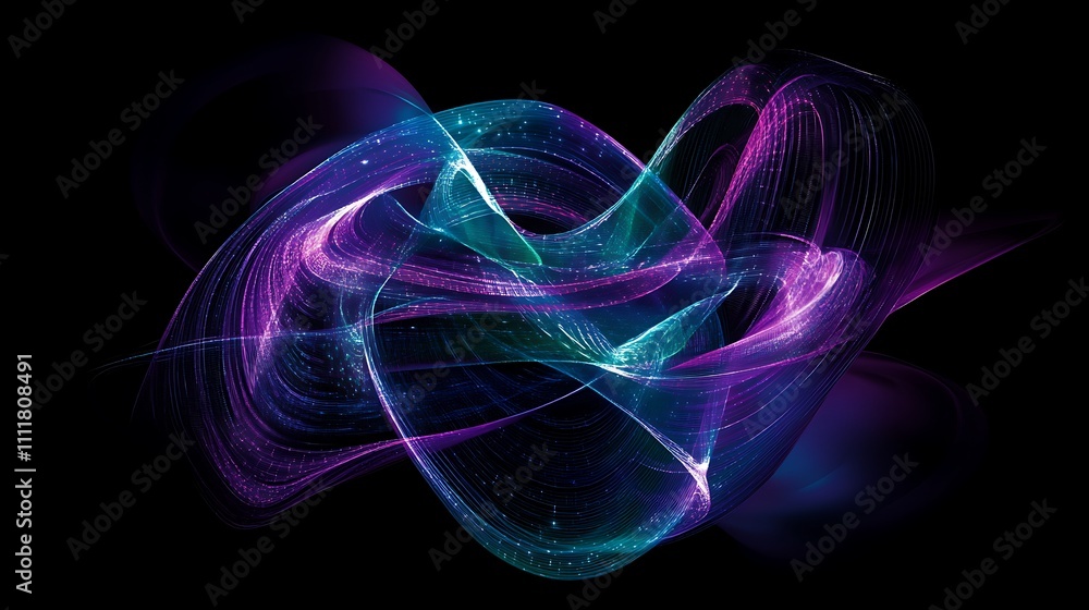 Poster abstract colorful light waves creating dynamic motion in a dark background