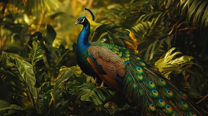 Obraz premium peacock in a lush green