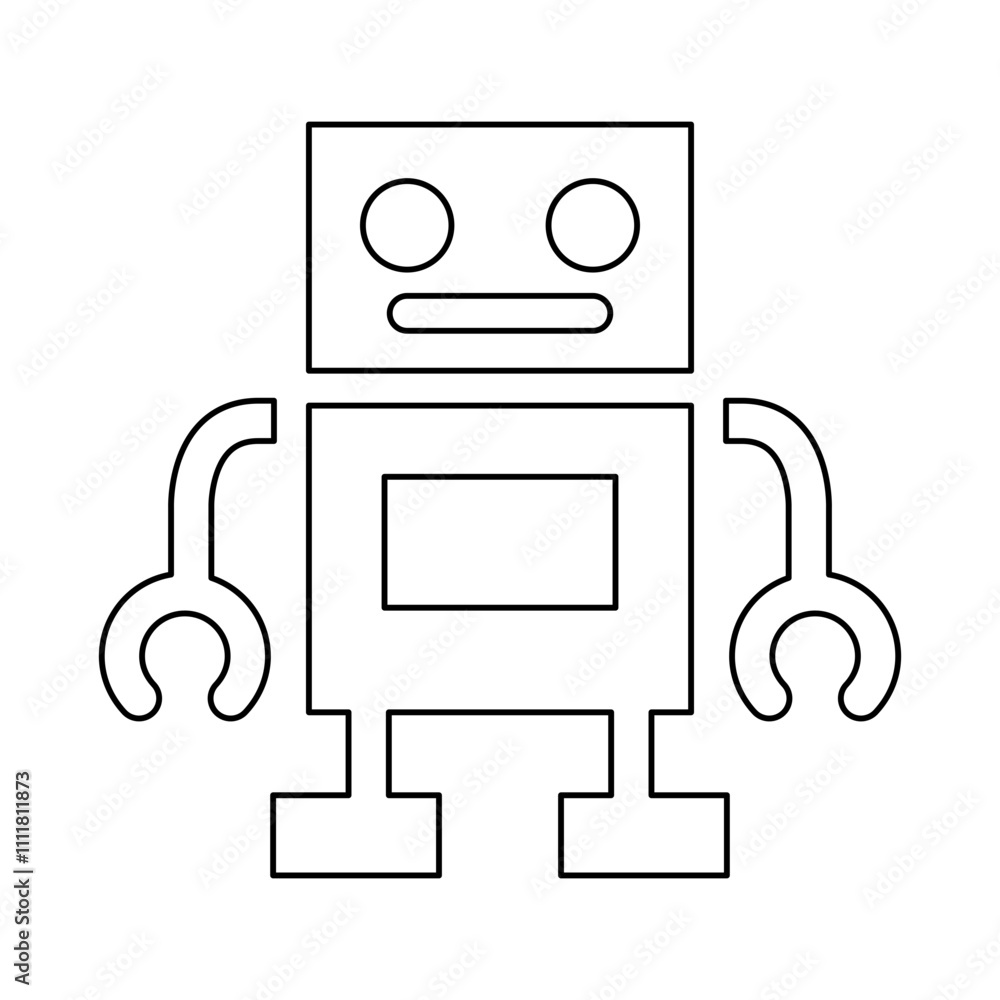 Poster robot icon in line style