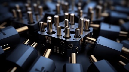 Naklejka premium Detailed macro photograph showcasing the intricate pins and internal structure of a VGA Video Graphics Array connector