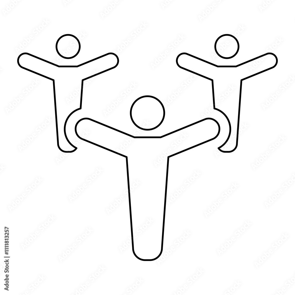 Poster group excercise icon in line style