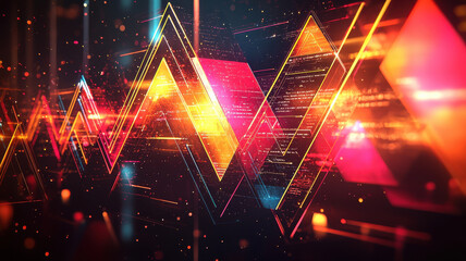 timeline graph triangles concept. Dynamic abstract design with interlocking triangle shapes and vibrant colors