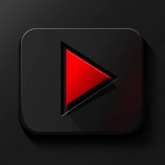 A dark gray rectangle button with a red play triangle.

