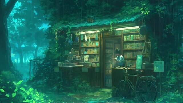 A small japanese shop in the fores