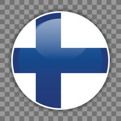 Obraz premium Finnish flag icon on checkered background. Shiny icon for mobile apps, UI or web design