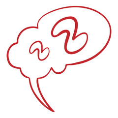 Minimalist red speech bubble outline with bold, curving shapes on a white background. Perfect for communication, messaging, or creative graphic design projects.