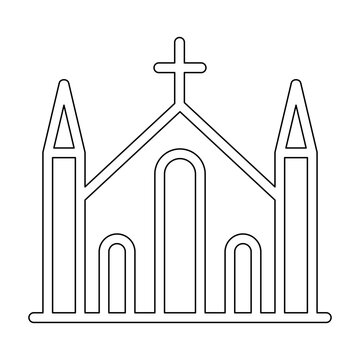 outlined church building with cross clip art preview