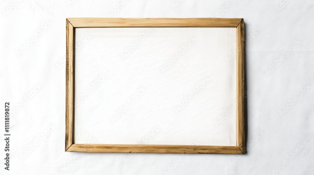Poster a lightweight pine frame with rounded corners and a soft finish, isolated on a transparent backgroun