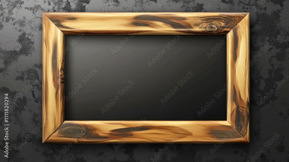 Poster a minimalist rectangular pinewood frame with a smooth matte surface, isolated on a transparent backg