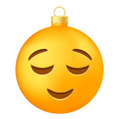 Emoji Christmas tree ball or toy with slightly smiling face