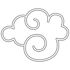 Cloud curl, fantasy cloud, oriental cloud, chinese cloud icon in line style