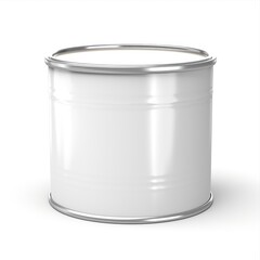 Closed metallic lid shiny white paint can, perfect for professional paint product storage and display isolated