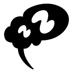 Minimalist black speech bubble with bold, abstract design featuring smooth, curving shapes. Ideal for communication, messaging, or creative graphic design projects.