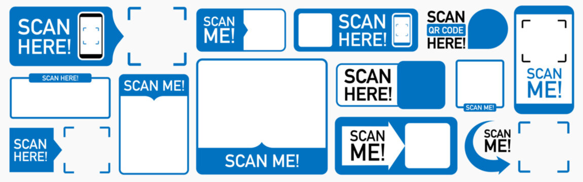 QR code scan icon set color style for mobile app and payment vector