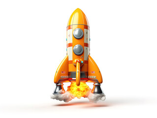 Gorgious Abstract yellow rocket ship concept in cartoon style