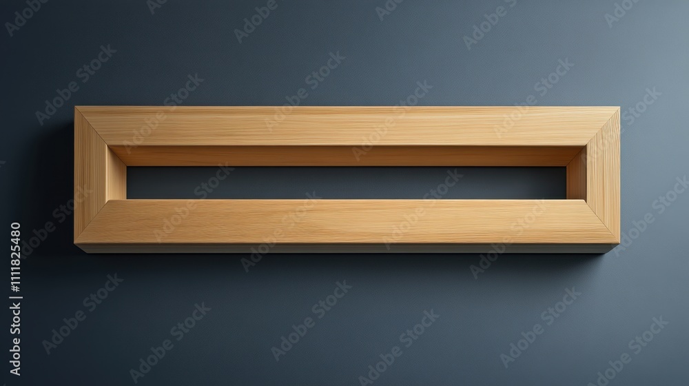 Poster a pine frame with beveled edges and a smooth, light finish, hovering on a transparent background for
