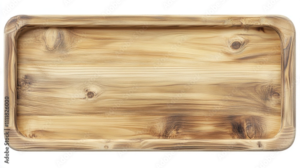 Poster a pinewood frame with a modern flat edge and a light natural finish, isolated on a transparent backg