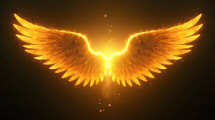 Golden Angelic Wings: A Celestial Glow