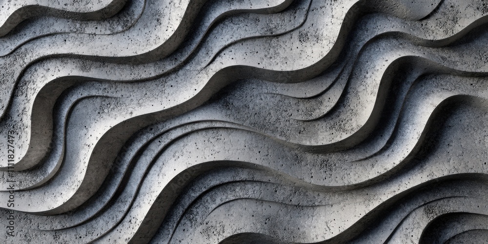 Poster abstract gray concrete wave pattern: architectural design texture background