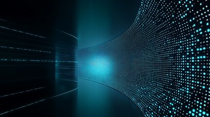 Fototapeta premium Futuristic Abstract Background with Blue Dots and Light Effects in a Modern Digital Environment