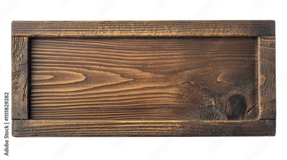 Poster a rectangular pinewood frame with smooth edges and natural grain texture, isolated on a transparent 