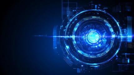Fototapeta premium Futuristic Abstract Digital Design with Circular Patterns and Glowing Blue Elements on Dark Background