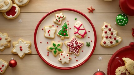 Christmas Cookies Themed Background with Warm Tones and Festive Decorations