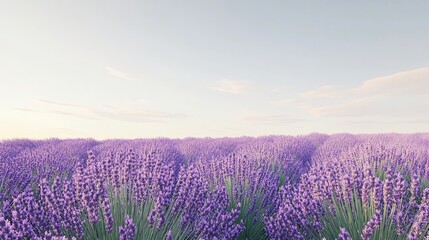 Obraz premium A field of lavender flowers with a clear blue sky.