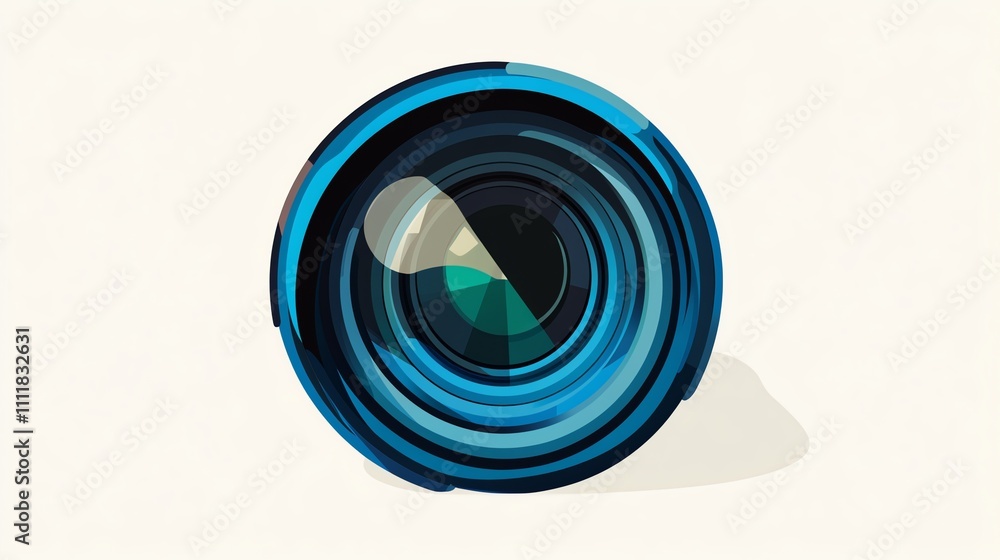 Poster abstract camera lens with colorful geometric patterns.