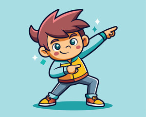 Cute Boy Dabbing Pose Cartoon Vector Illustration