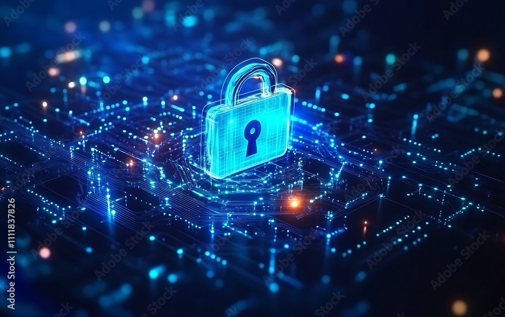 Poster a padlock with the word padlock on it, generative ai