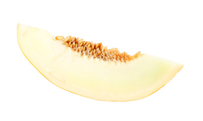 Slice of ripe melon isolated on white