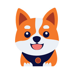 Cute Orange Puppy Dog Animal Cartoon Character with Smile Expression