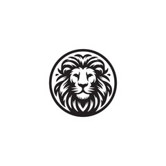 Lion king face tattoo style logo symbol illustration design template. isolated on white background