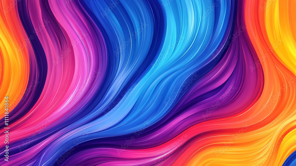 Poster colorful abstract waves blend seamlessly in vibrant patterns and flowing designs