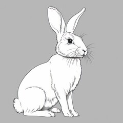 Obraz premium Realistic Black and White Illustration of a Rabbit