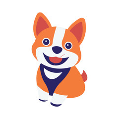 Cute Orange Puppy Dog Animal Cartoon Character with Smile Expression