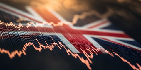 United Kingdom Economy Financial Market Trends Stock Exchange Data Graph Chart British Flag